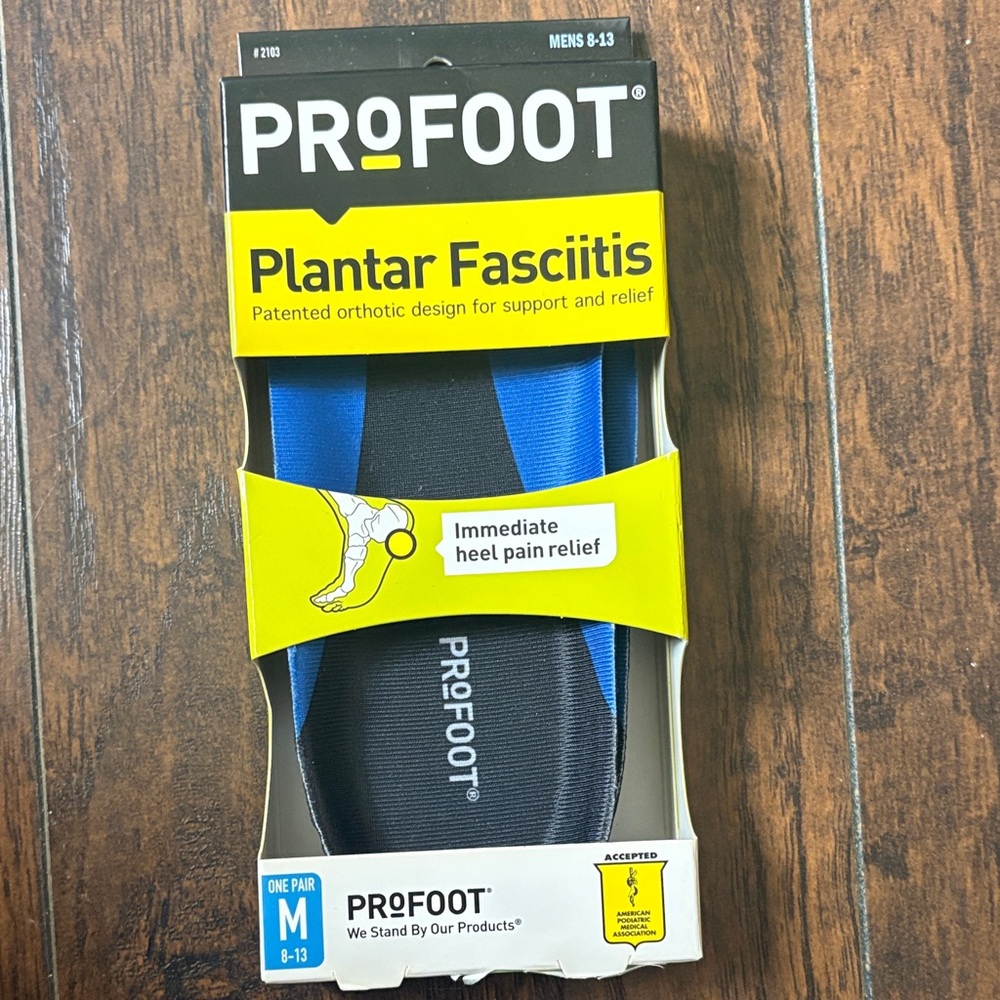 PROFOOT Plantar Fasciitis Orthotic Insoles in Blue and Black Men size 8-13